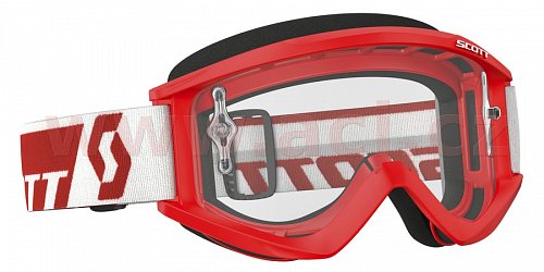 brýle RECOIL XI WORKS, SCOTT - USA (červené, čiré plexi s čepy pro slídy)